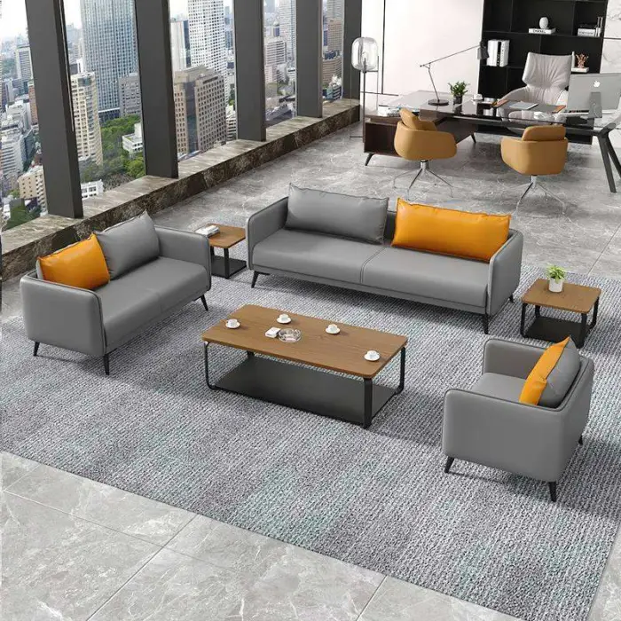 Fashion House Furniture Sofa Set Living Room Modern 3 Piece Couches for Office Luxury Simple Design Business Negotiation Sofa — image 5