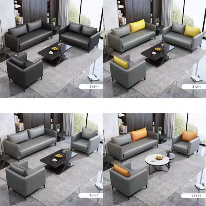 Fashion House Furniture Sofa Set Living Room Modern 3 Piece Couches for Office Luxury Simple Design Business Negotiation Sofa — image 6
