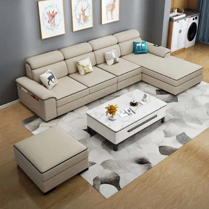 Luxury Italian Style Living Room Furniture Couch Living Room Sofa Room 3 Seater Modern Corner Sofa l Shaped Sofa Set for Home — image 4