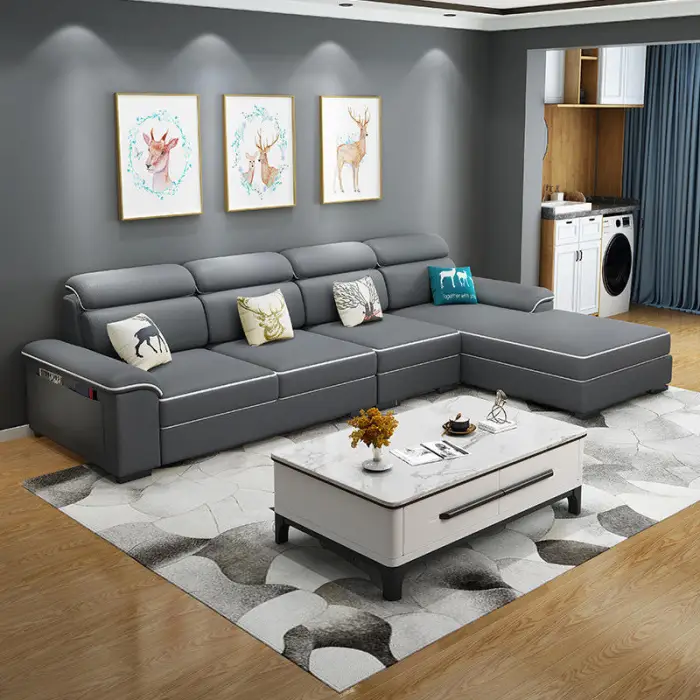 Luxury Italian Style Living Room Furniture Couch Living Room Sofa Room 3 Seater Modern Corner Sofa l Shaped Sofa Set for Home — image 5