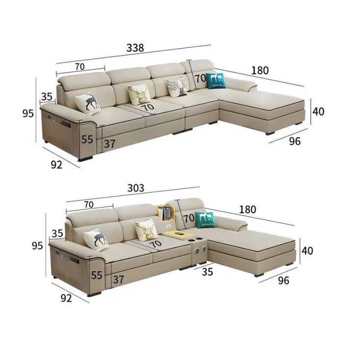 Luxury Italian Style Living Room Furniture Couch Living Room Sofa Room 3 Seater Modern Corner Sofa l Shaped Sofa Set for Home — image 7