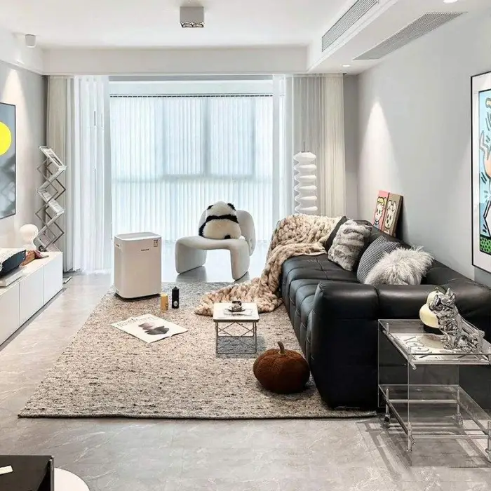 High Quality Furniture Living Room Sofa Set Modern Luxury Leather Design Black Sofa Couch Comfortable Home Sofa — image 5