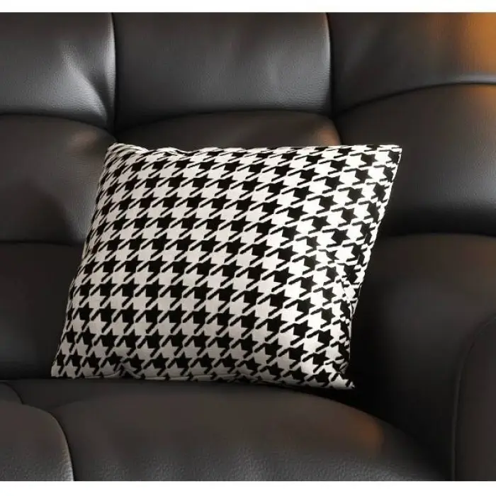French Retro Leather Sofa Italian Light Luxury Living Room Three Seat Sofa Couch Black Leather Sofa — image 6