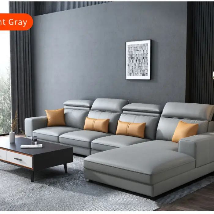Living Room Microfiber Fabric Sofa Corner L Shape Sofa Designs Modern Couch Furniture Living Room Sofa Set — image 4