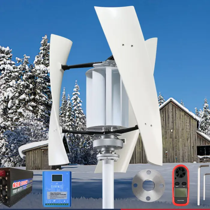 High Voltage 2000W Home Use Wind Turbine 2kw 2.5kw Vertical Axis Maglev Plant 24V 48V Hybrid Charge Controller Generator for — image 4
