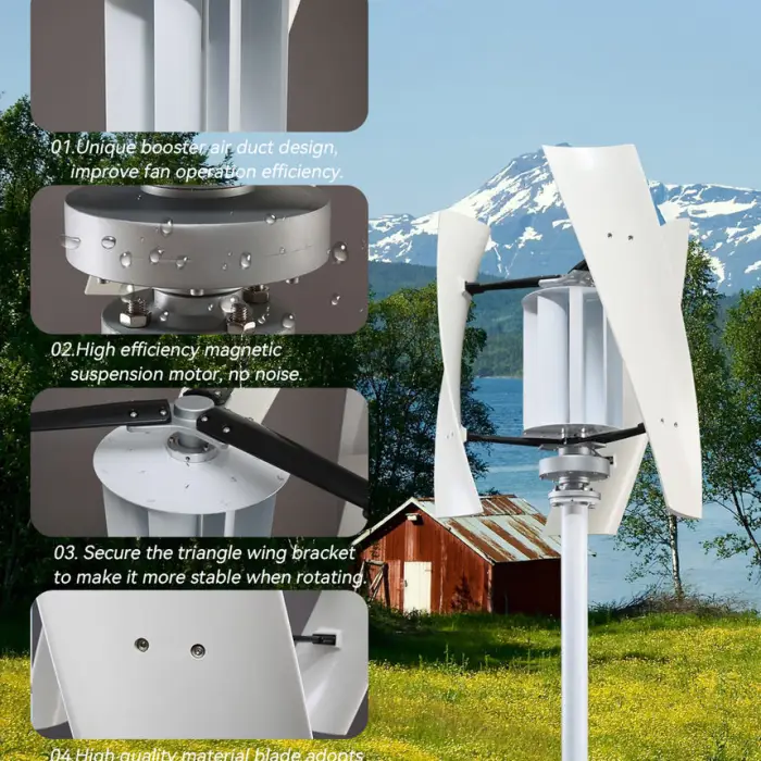 High Voltage 2000W Home Use Wind Turbine 2kw 2.5kw Vertical Axis Maglev Plant 24V 48V Hybrid Charge Controller Generator for — image 6
