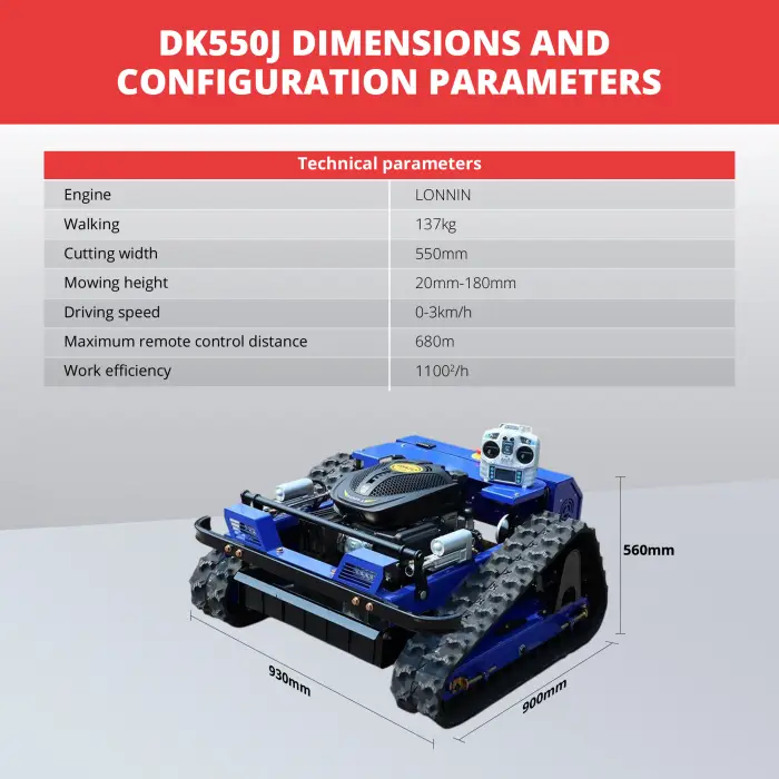 Customized 550mm Remote Control Lawn Mower robot Brush Cutter for Slopes Hills Weeds Pasture Orchard Grass Cutting Machine Robot — image 6