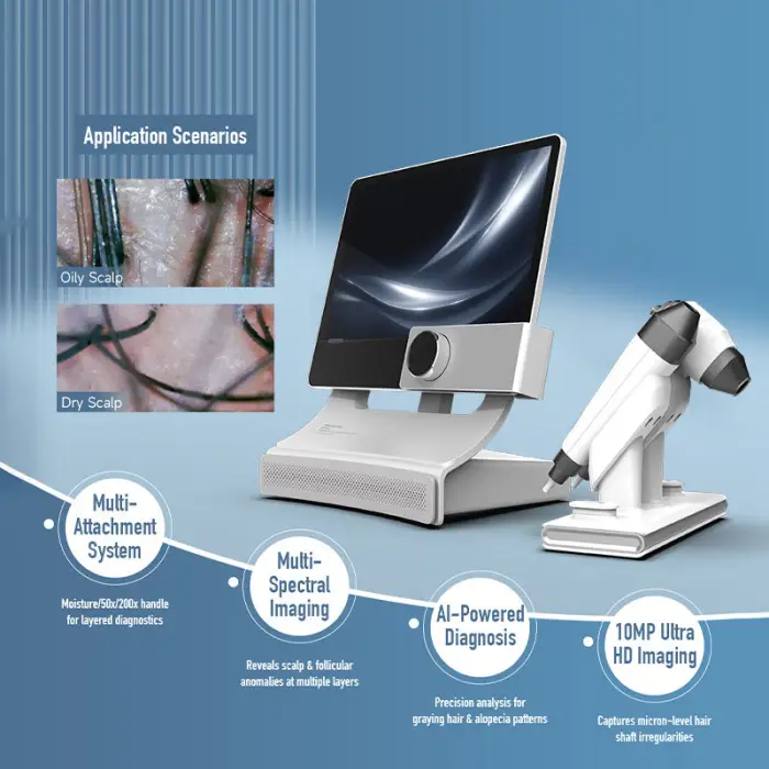 7 in 1 Multifunctional Analyzer Scalp Hair Analysis Loss Treatment Massager 200x Camera Beauty Machine — image 3