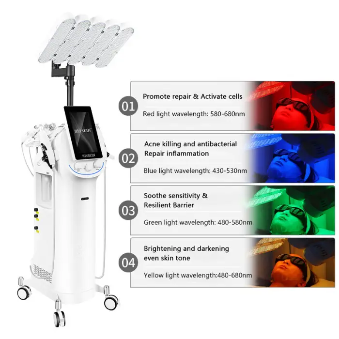 11 Handles Oxygen Facial Machine with PDT Light Therapy for Deep Cleansing Wrinkle Removal Acne Control & Skin Brightening — image 7