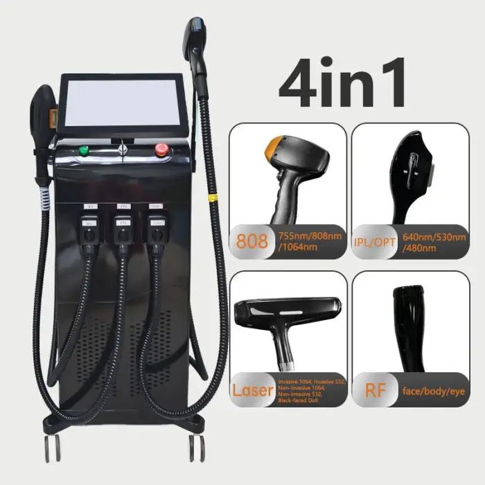 Multi-function 4-in-1 Diode Laser IPL Rf Laser Hair Removal Machine Construction for Body Hair Removal Skin Tightening — image 4