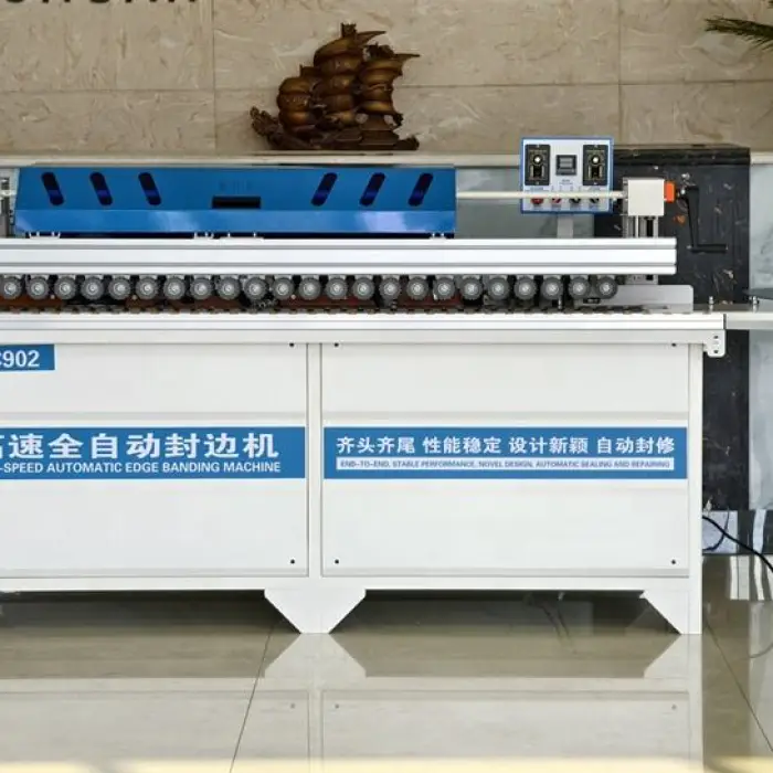 Automatic Auto Woodworking Wood PVC End Cutting Trimmer Scraper Polisher Edge Banding Bander Edgebander Edging Machine — image 3