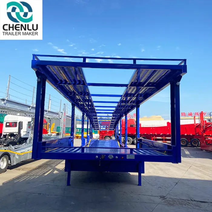 Customized 2Axles 8Cars Transport Hydraulic Mechanical Lifting Towing DoubleDeck Car Carrier Trailers — image 4