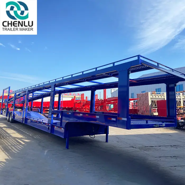 Customized 2Axles 8Cars Transport Hydraulic Mechanical Lifting Towing DoubleDeck Car Carrier Trailers — image 5