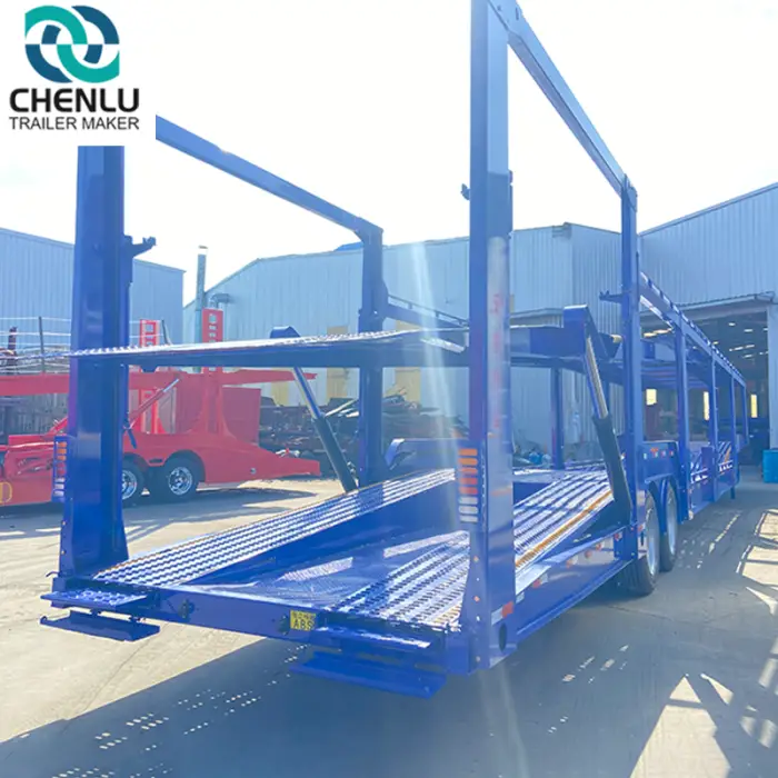 Customized 2Axles 8Cars Transport Hydraulic Mechanical Lifting Towing DoubleDeck Car Carrier Trailers — image 6