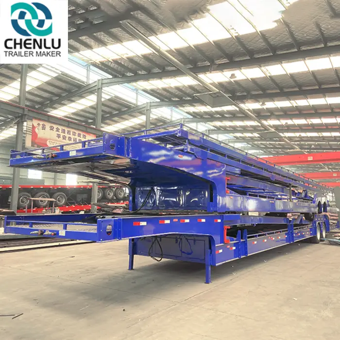 Customized 2Axles 8Cars Transport Hydraulic Mechanical Lifting Towing DoubleDeck Car Carrier Trailers — image 7