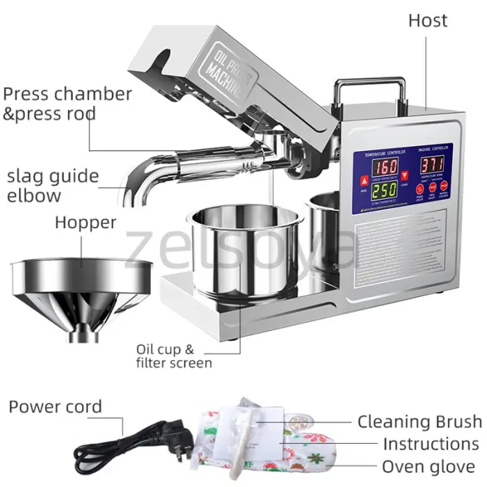 stainless steel oil press machine small intelligent peanut flaxseed sesame oil press safe use — image 5