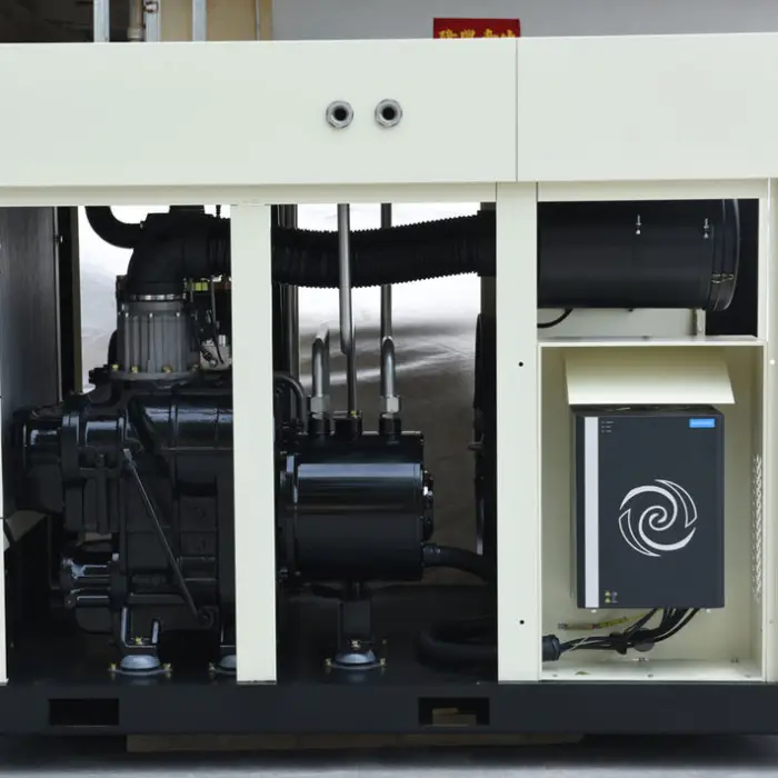 Airstone 250 CFM 37KW 50HP Double Stage PM VSD IP65 Oil Cooed Motor Screw Air Compressor with Waste Heat Recovery Pipeline — image 3