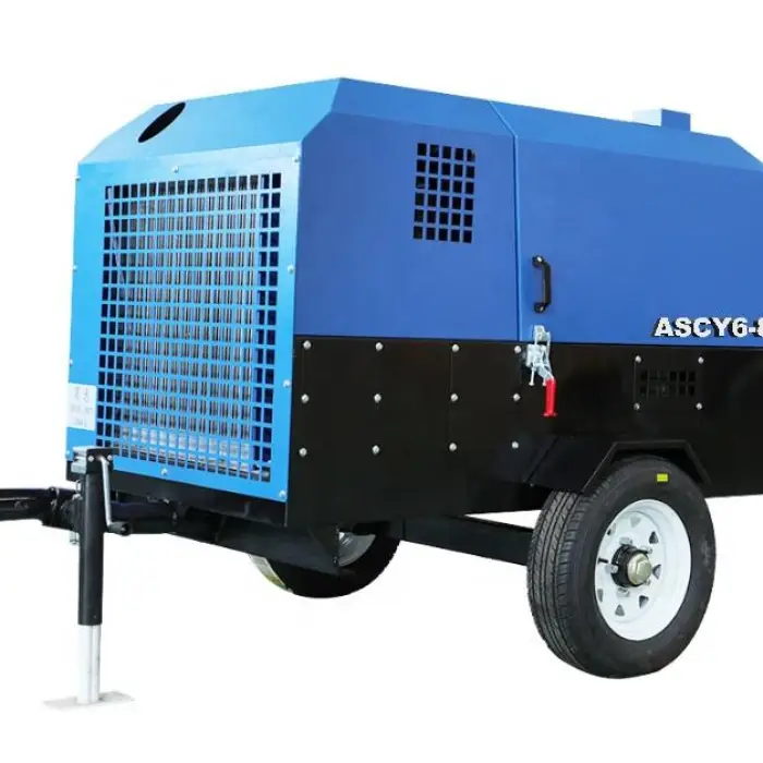 China Supply 185cfm 5m3/min 8bar Small Rotary diesel Screw air Compressor with Wheels for Mining — image 3