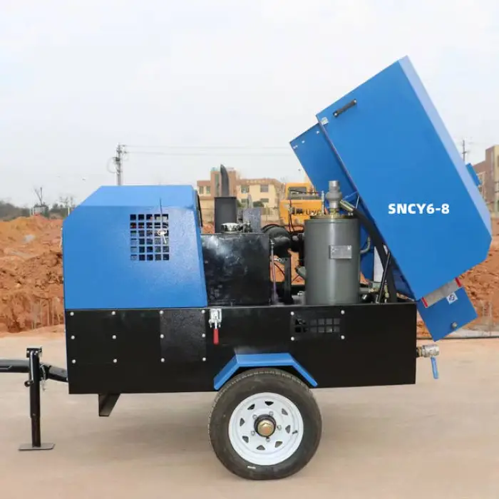 China Supply 185cfm 5m3/min 8bar Small Rotary diesel Screw air Compressor with Wheels for Mining — image 4