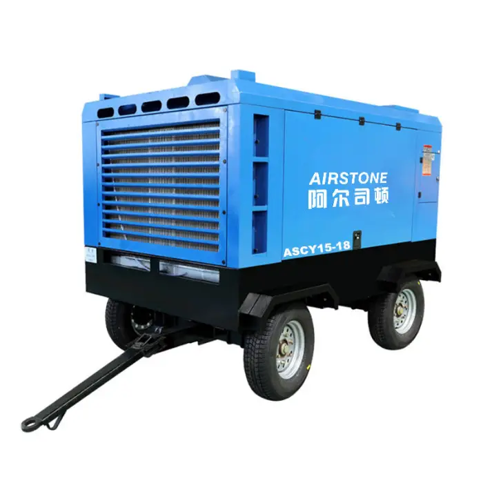 China Supply 185cfm 5m3/min 8bar Small Rotary diesel Screw air Compressor with Wheels for Mining — image 7