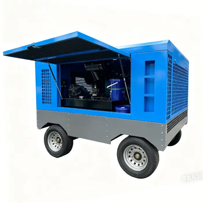 Airstone Heawy Duty Mobile Four Wheel Trailer 185cfm 145psi Portable Diesel Engine Industrial Screw Air Compressor for Mining — image 3