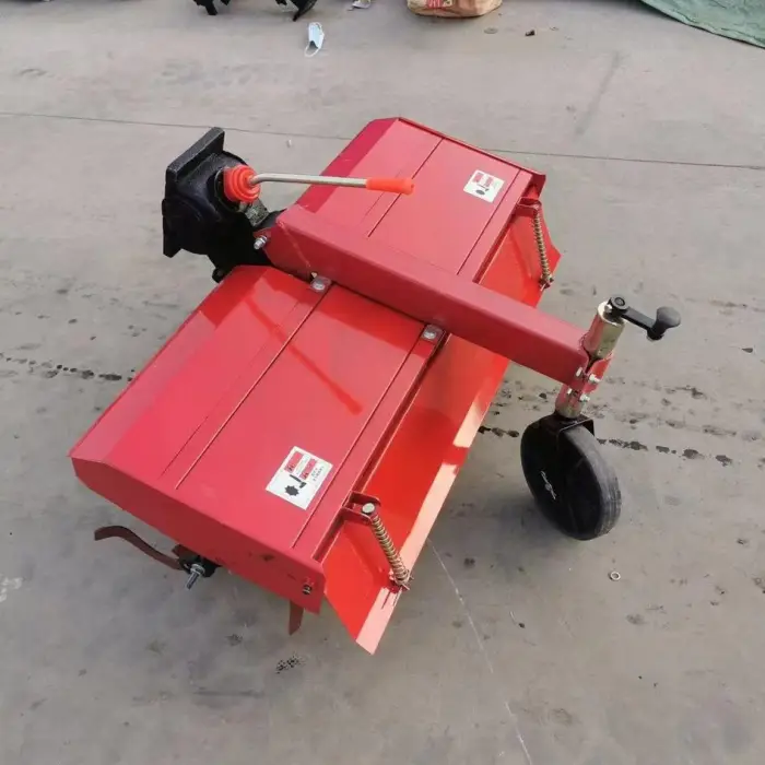 Chinese farming agriculture 90cm width implements rotary tiller rotavator and seat for 2 wheel drive mini power walking tractor — image 3