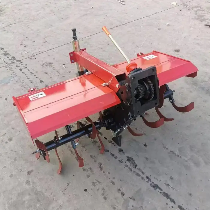 Chinese farming agriculture 90cm width implements rotary tiller rotavator and seat for 2 wheel drive mini power walking tractor — image 5