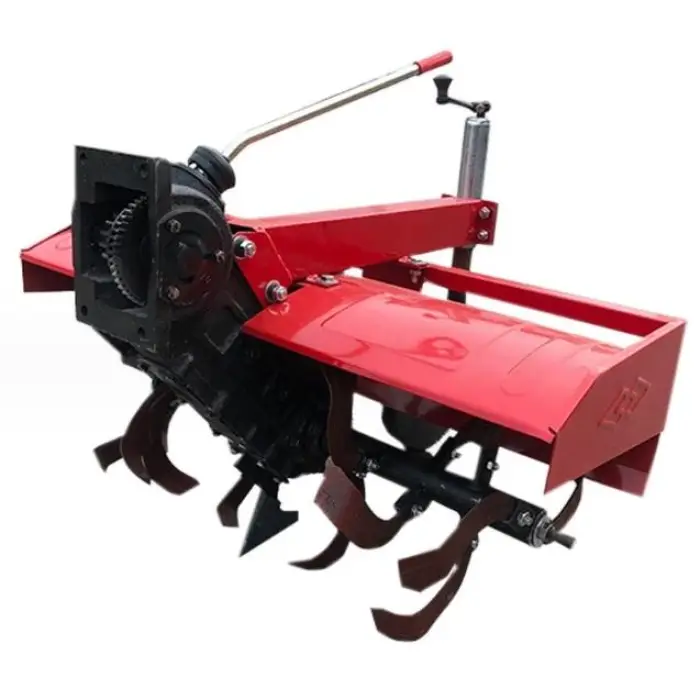 Chinese farming agriculture 90cm width implements rotary tiller rotavator and seat for 2 wheel drive mini power walking tractor — image 7