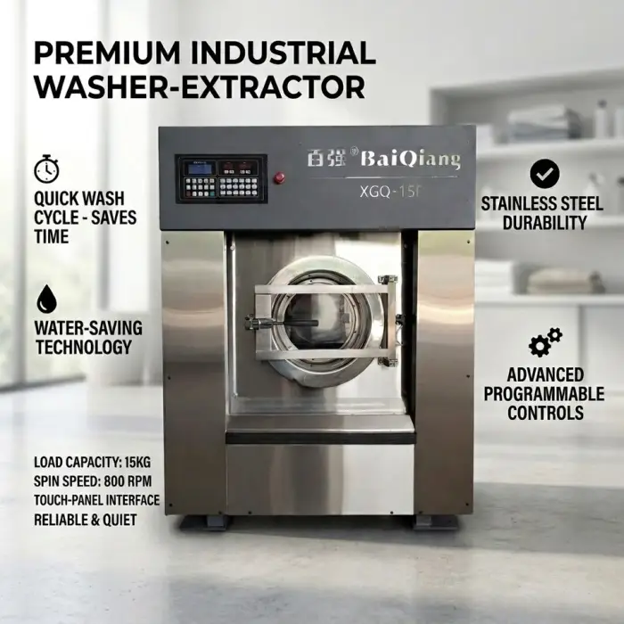 High Quality Hotel Automatic Laundry Machine Industrial Washer Electric Fuel Lavarropas 15kg Washing Machine Token — image 3