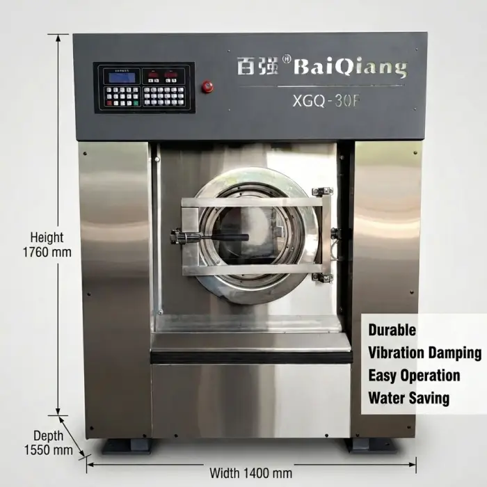 Big Size Industrial Electric 304 Stainless Steel Washing Machine Set Commercial Card Operated Laundry Machines Hotel Use — image 3