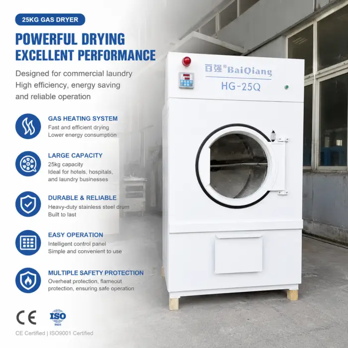Fully Automatic 25kg Commercial Laundry Dryer 110V Floor Clothes Drier Industrial Drying Machine for Hotel — image 3