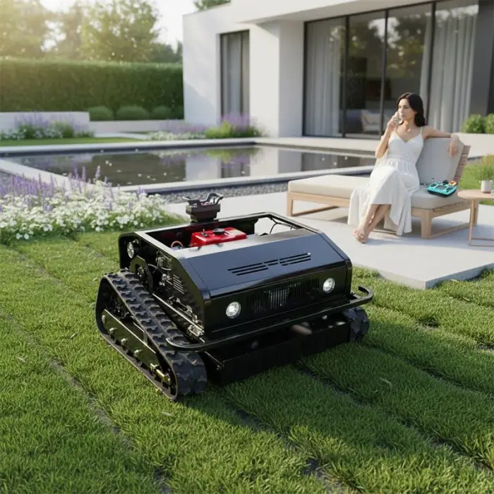 CE Certified New Design Cutting Width 800mm Self-Propelled Crawler Design Intelligent Remote Control Lawn Mowing Robot — image 4
