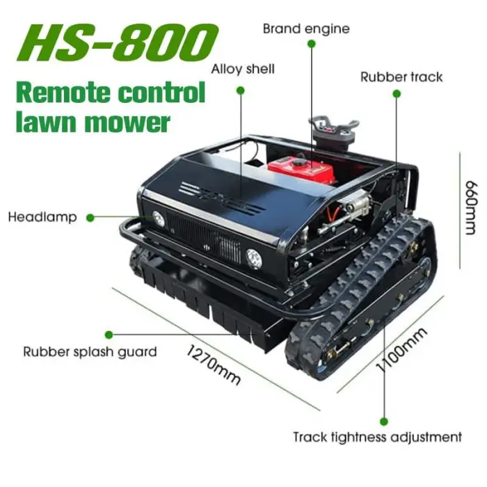 CE Certified New Design Cutting Width 800mm Self-Propelled Crawler Design Intelligent Remote Control Lawn Mowing Robot — image 7
