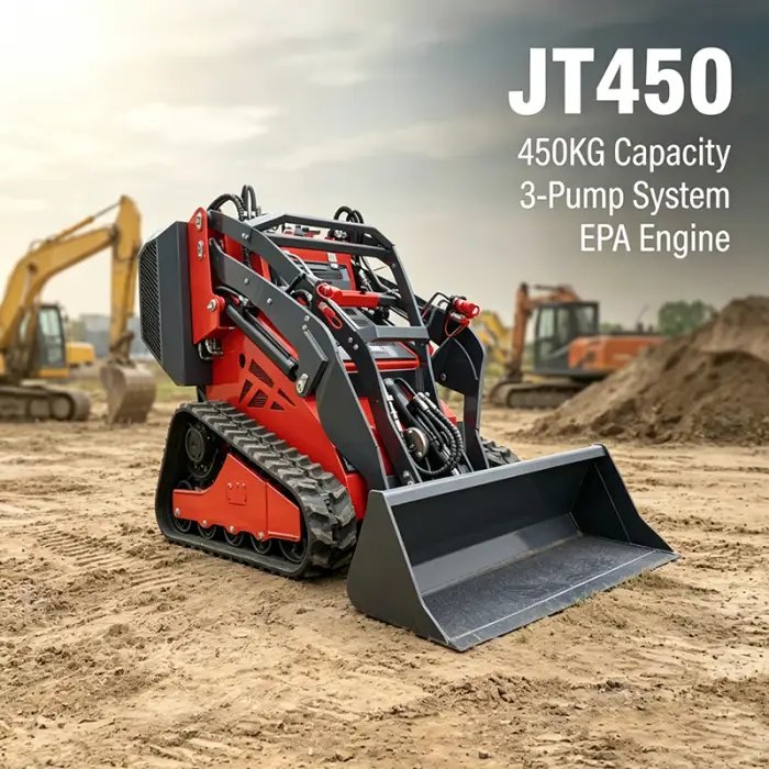 Mini Crawler Compact Loader China High Quality JT450 Euro 5 Mini Skid Steer Loader With Attachment for Farm Use — image 5