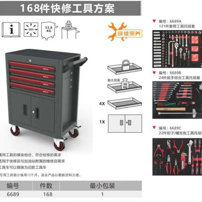 Original BESITA 168pc 6689 Electric Car Tools Cabinet Repair Tool Set Make in Taiwan — image 2