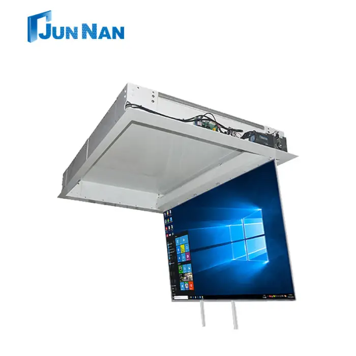 with Remote Control Electrically Adjustable Ceiling Mount Flat Distance to Wall TV Bracket Motorized TV Lift Ceiling Stand — image 4