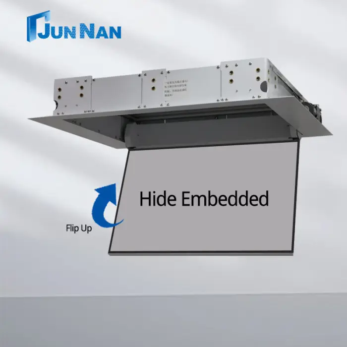 with Remote Control Electrically Adjustable Ceiling Mount Flat Distance to Wall TV Bracket Motorized TV Lift Ceiling Stand — image 6