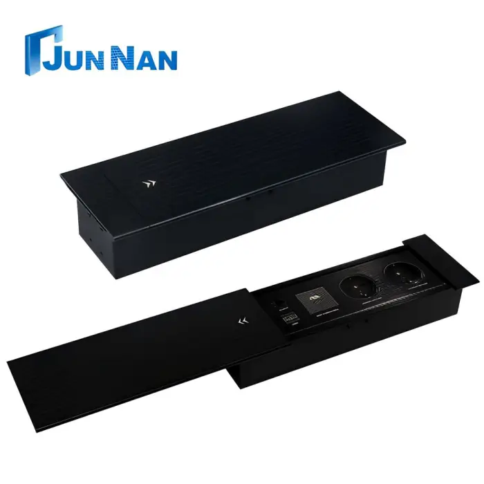 Multi-functional Aluminum Alloy Universal Tabletop Single-sided Open Power Sliding Outlet Socket Customizable Modular — image 3
