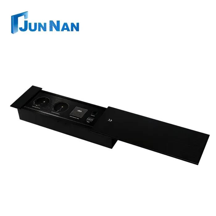 Multi-functional Aluminum Alloy Universal Tabletop Single-sided Open Power Sliding Outlet Socket Customizable Modular — image 4