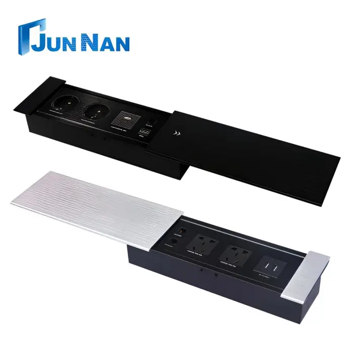 Multi-functional Aluminum Alloy Universal Tabletop Single-sided Open Power Sliding Outlet Socket Customizable Modular — image 5