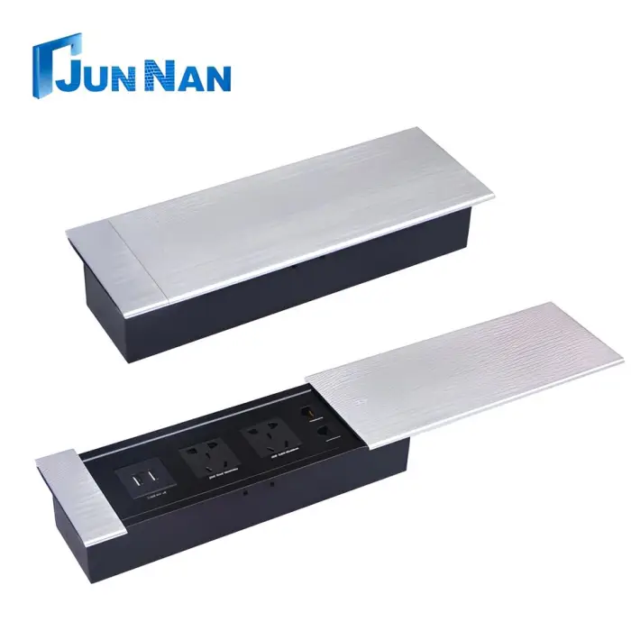 Multi-functional Aluminum Alloy Universal Tabletop Single-sided Open Power Sliding Outlet Socket Customizable Modular — image 7