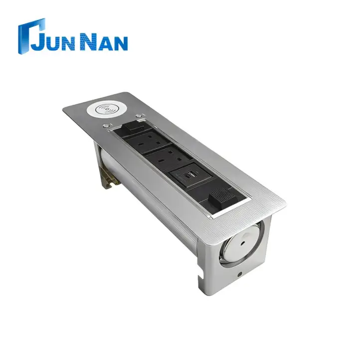 Wireless Charging Aluminum Alloy Tabletop Power Socket Outlet Electric One-click Flip Power Strip Design Rotary Power Socket — image 4