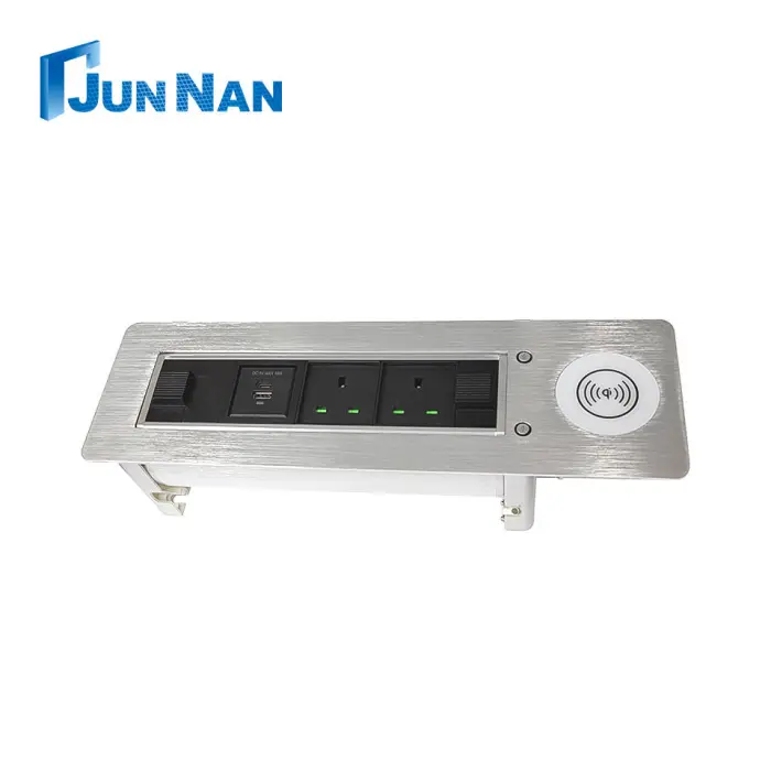 Wireless Charging Aluminum Alloy Tabletop Power Socket Outlet Electric One-click Flip Power Strip Design Rotary Power Socket — image 7