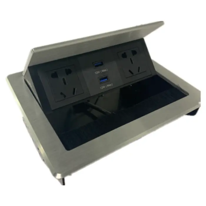 Embedded Flip up Socket With Universal Power Outlet 2 USB Port for Office Home Multimedia Tabletop Socket — image 4