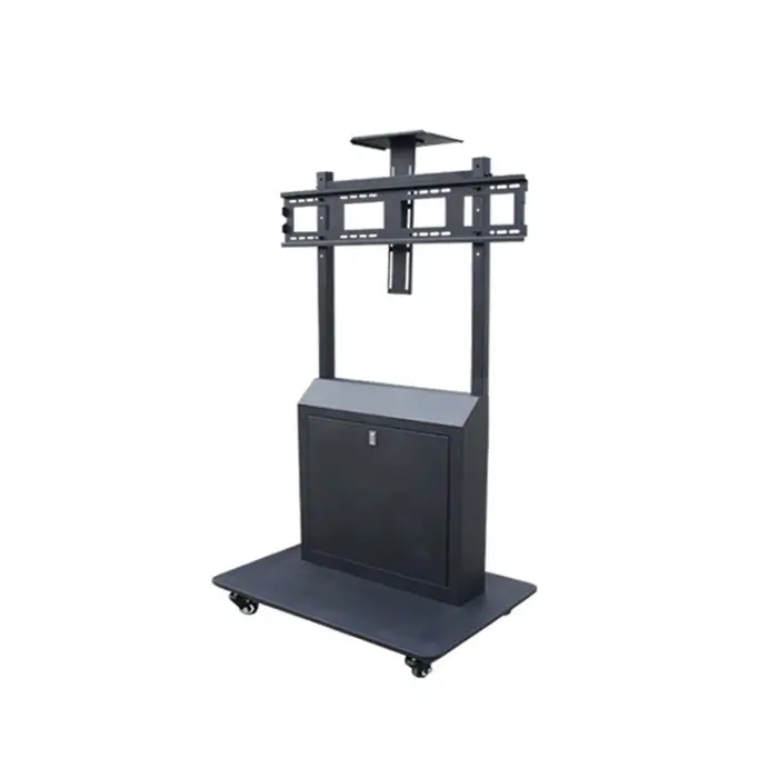 32-65Inch Steel Mobile TV Stand Height Adjustable Heavy Duty Floor Stand Mobile TV Cart with Wheels for Conference Room — image 2