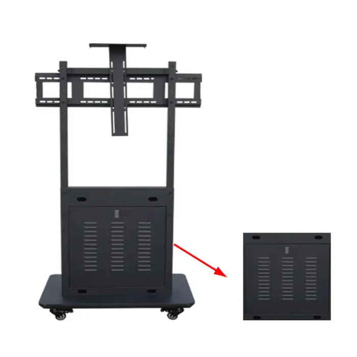 32-65Inch Steel Mobile TV Stand Height Adjustable Heavy Duty Floor Stand Mobile TV Cart with Wheels for Conference Room — image 3