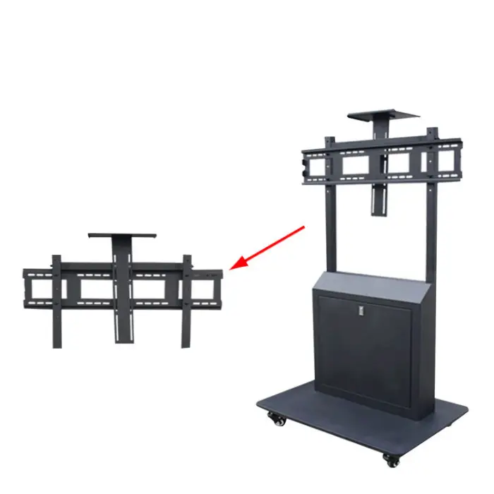 32-65Inch Steel Mobile TV Stand Height Adjustable Heavy Duty Floor Stand Mobile TV Cart with Wheels for Conference Room — image 5