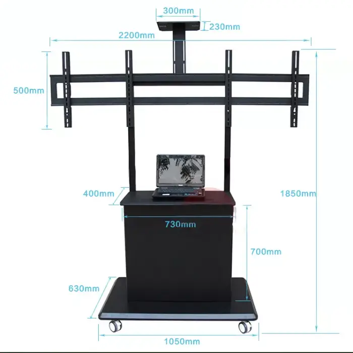 32-60Inch All-In-One Touch Tablet Audio Conference System Multi-Functional Double Screen TV Cabinet Mobile Tv Cart — image 3