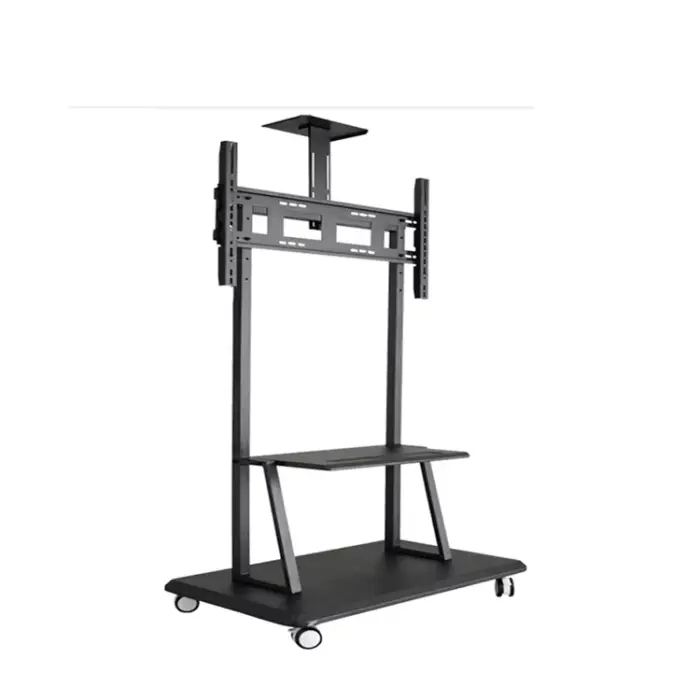Factory Hot Selling Tilt Height Adjustable Mobile Metal Steel Lift Mobile TV Cart 360 Degree Cart TV Trolly — image 3