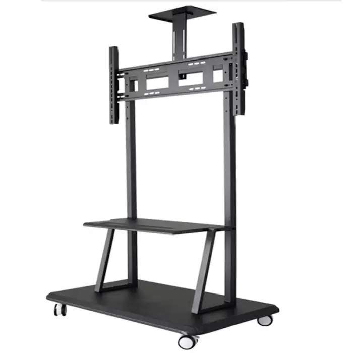 Factory Hot Selling Tilt Height Adjustable Mobile Metal Steel Lift Mobile TV Cart 360 Degree Cart TV Trolly — image 4